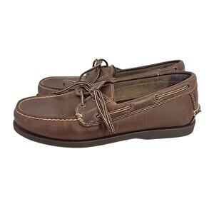 Dockers Mens 8.5 Brown Leather Boat Shoes Classic Casual Rubber Sole